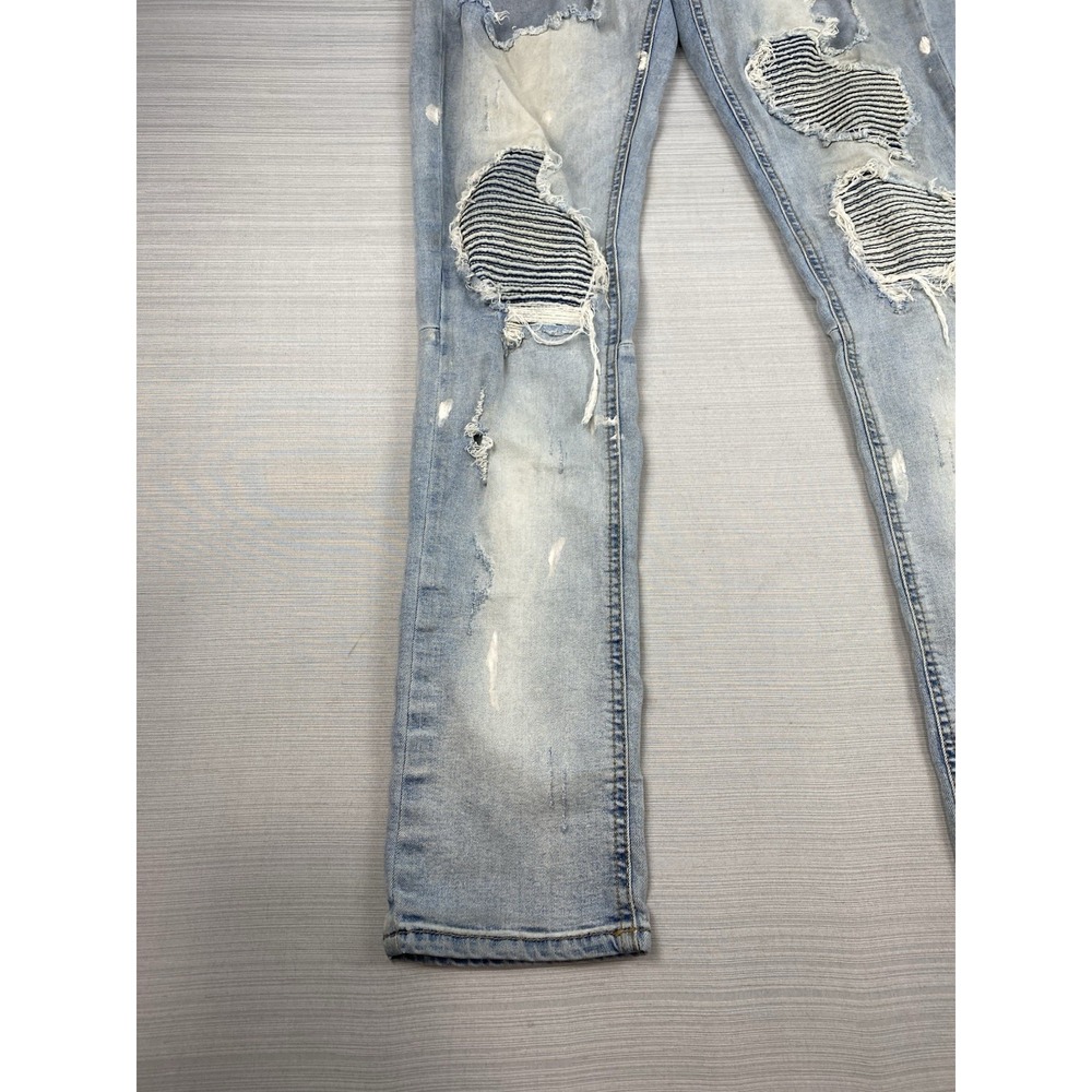 KDNK Jeans Grunge Paint Splatter Slim Fit Ripped Denim Men's Size 32 -11 4 14 11 - Picture 2 of 16